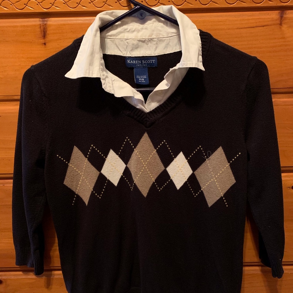 Karen Scott Collared Sweater Top